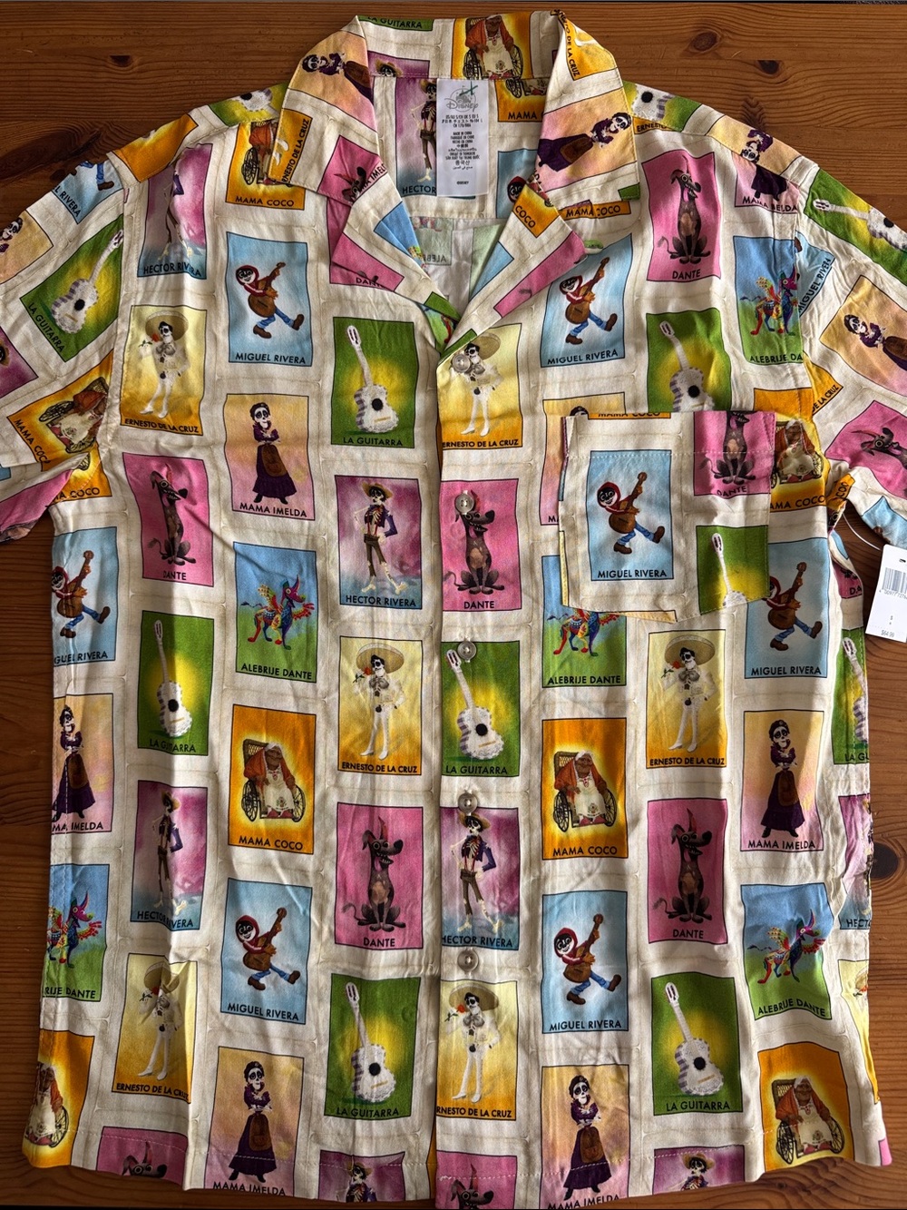 Disney “Coco” Mexican Loteria Print Casual Button Down Short Sleeve Shirt